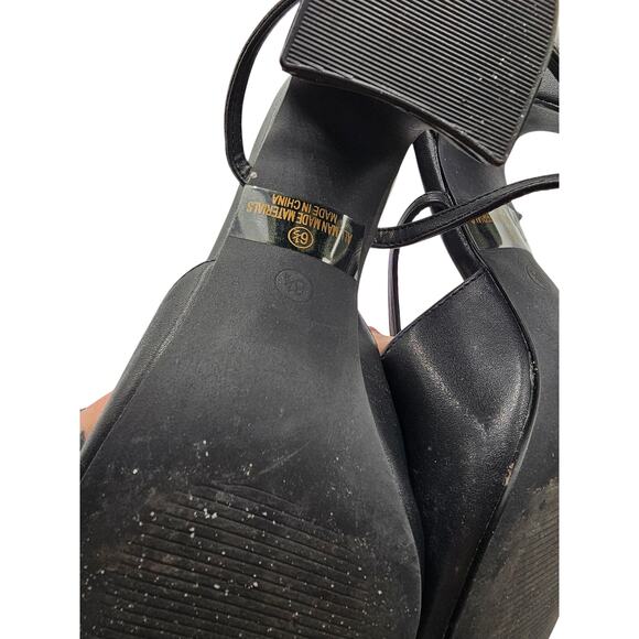 Lulus Womens Sz 6.5 Black Sculpted Heel Sandals - High Heel Sandals - Picture 6 of 6
